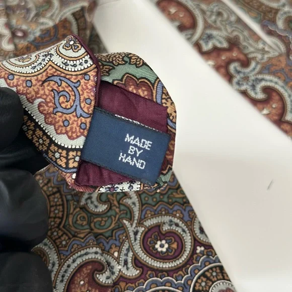 Ralph Lauren Brown and Green Paisley Silk Men’s Tie